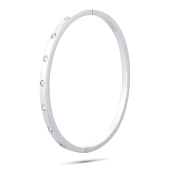 Goldsmiths Silver Cubic Zirconia Station Bangle Goldsmiths Silver Cubic Zirconia Station Bangle