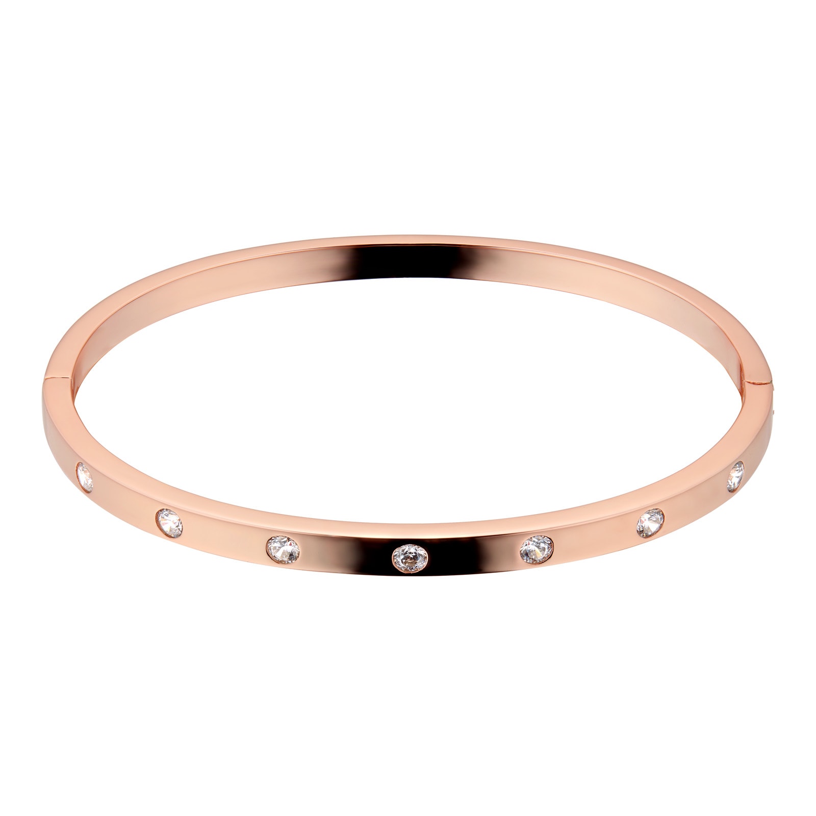 Rose Gold Plated Cubic Zirconia Station Bangle