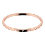 Goldsmiths Rose Gold Plated Cubic Zirconia Station Bangle