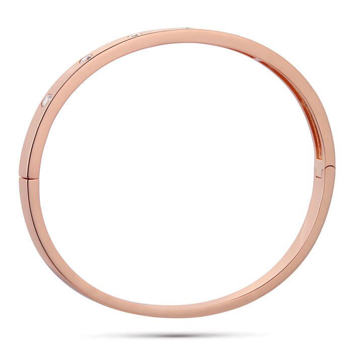 Goldsmiths Rose Gold Plated Cubic Zirconia Station Bangle