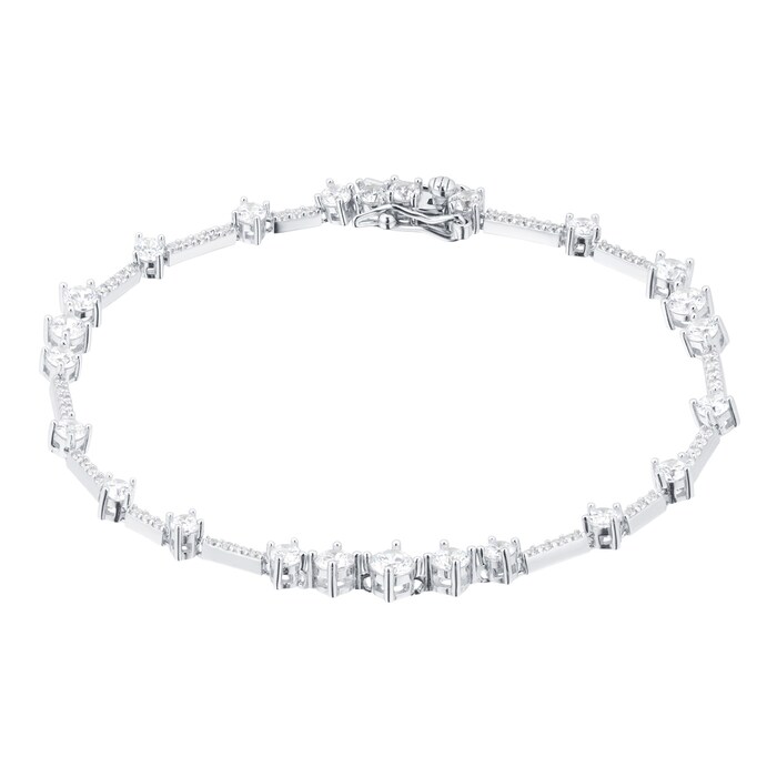 Goldsmiths Silver Mixed Cut Cubic Zirconia Tennis Bracelet