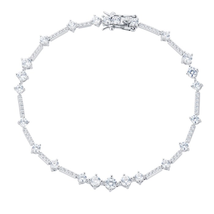 Goldsmiths Silver Mixed Cut Cubic Zirconia Tennis Bracelet