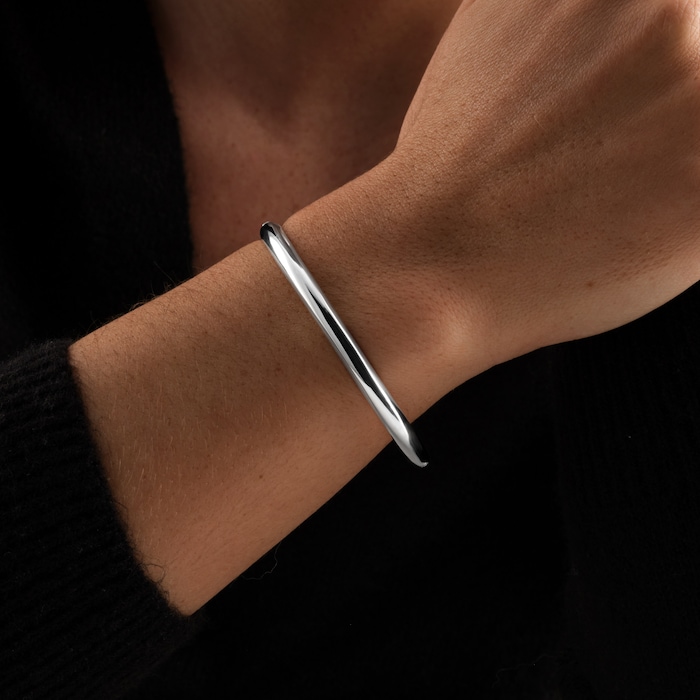 Goldsmiths Sterling Silver Solid Hinged Bangle