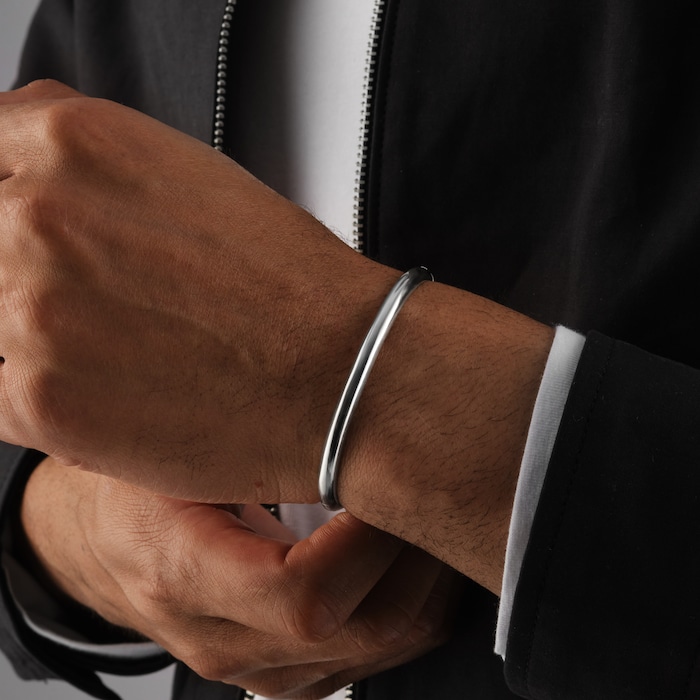 Goldsmiths Sterling Silver Solid Hinged Bangle