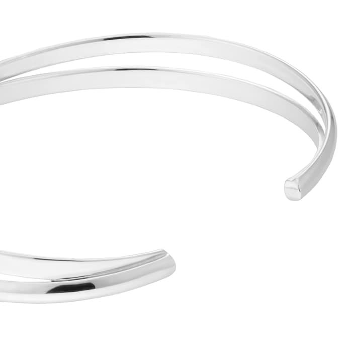 Goldsmiths Sterling Silver Two Row Torque Bangle