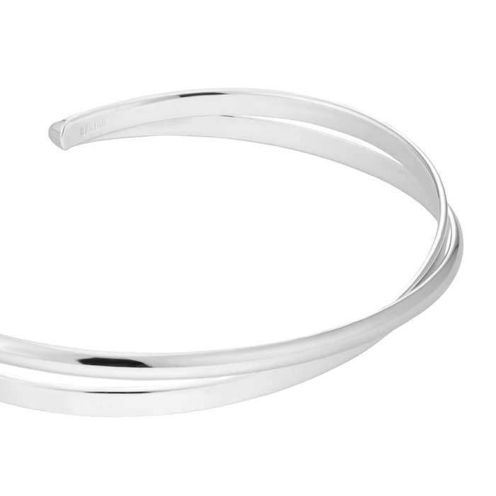 Goldsmiths Sterling Silver Two Row Torque Bangle