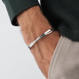 Goldsmiths Sterling Silver Two Row Torque Bangle