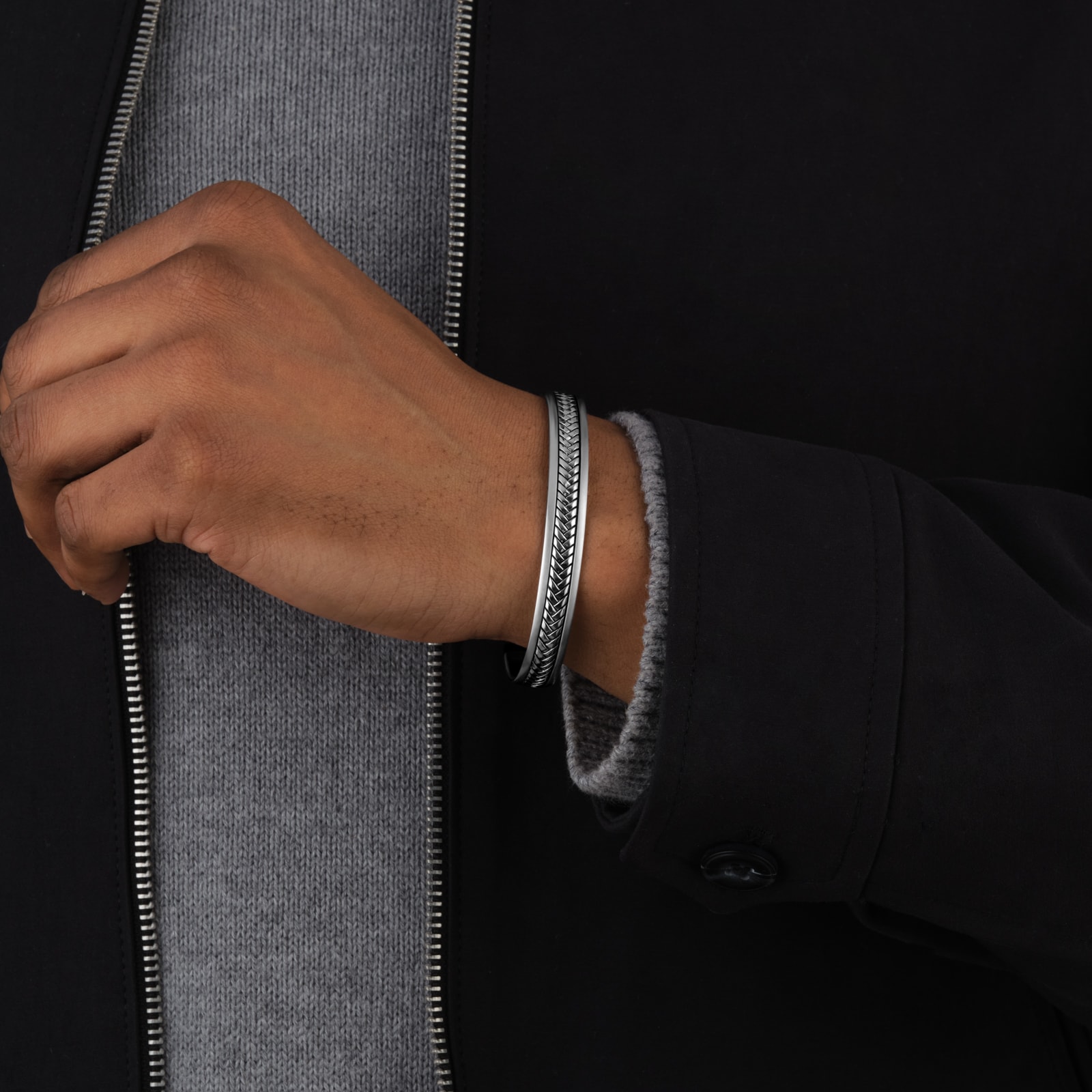Mappin & Webb Sterling Silver Herringbone Bangle Mappin & Webb Sterling Silver Herringbone Bangle