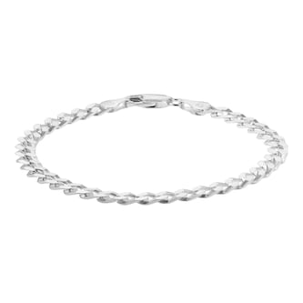 Goldsmiths Sterling Silver 5mm Flat Square Link Curb Bracelet