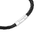 Goldsmiths Sterling Silver Black and Silver Bead Black Leather Bracelet