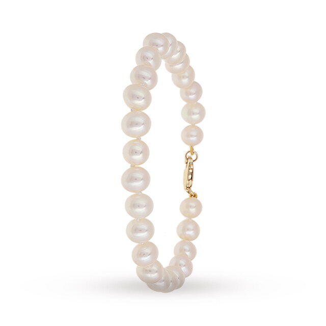 Goldsmiths 9ct Gold 6.5-7.0mm Freshwater Pearl Bracelet