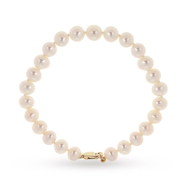 Goldsmiths 9ct Gold 6.5-7.0mm Freshwater Pearl Bracelet