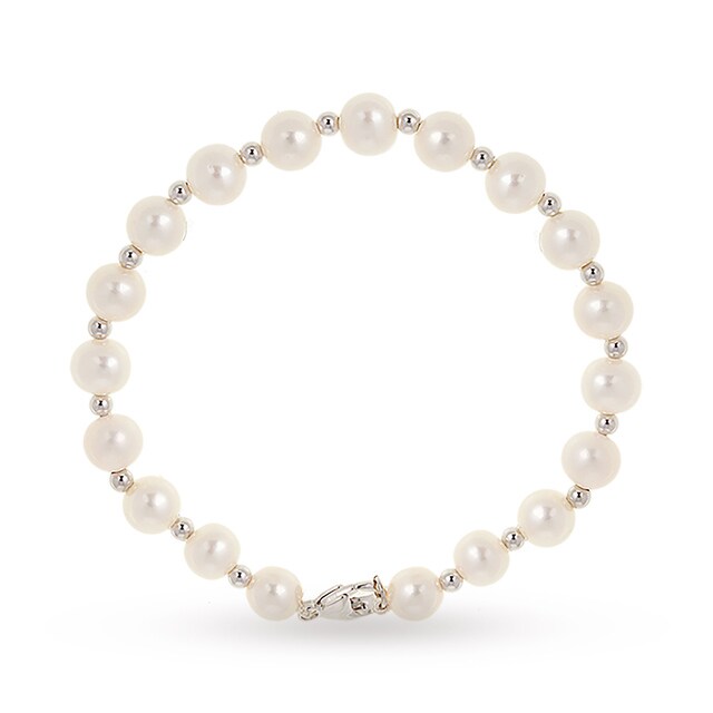 Goldsmiths 9ct Gold 7-7.5mm Pearl Bracelet