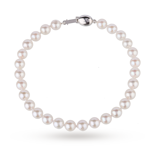 Goldsmiths 9ct White Gold 6 6.5mm Akoya Pearl Strand Bracelet AU14