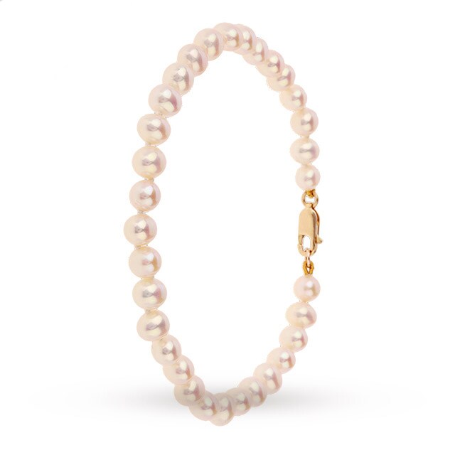 Goldsmiths 9ct Gold 5-5.5mm Pearl Bracelet