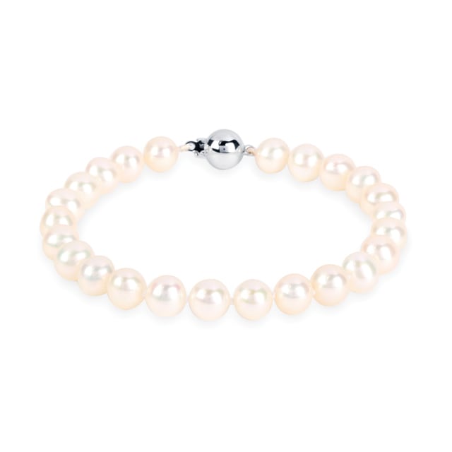 Mappin & Webb 18ct White Gold 7-7.5mm White Freshwater Pearl Bracelet