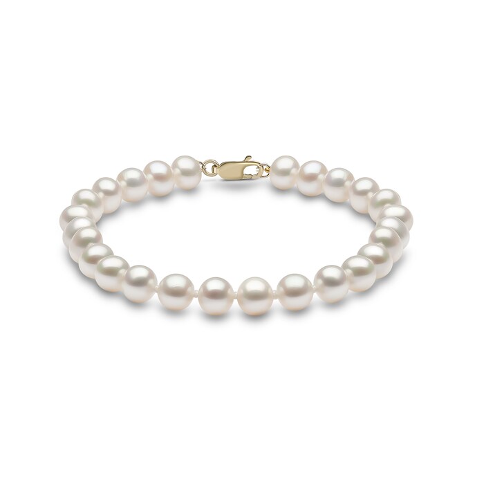 Goldsmiths 9ct Yellow Gold 6-6.5mm Freshwater Pearl Strand Bracelet