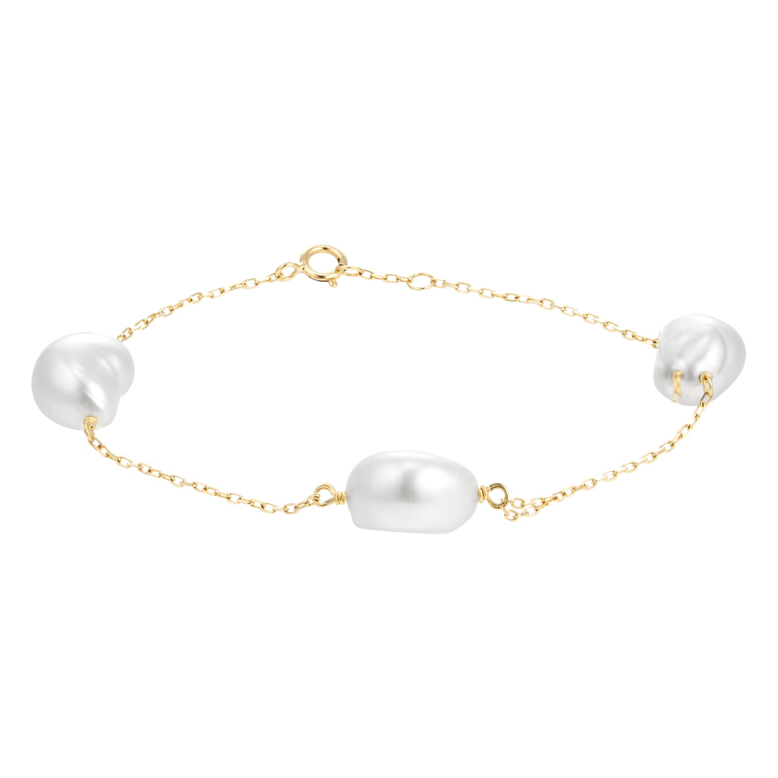 18ct Yellow Gold Baroque Pearl Bracelet