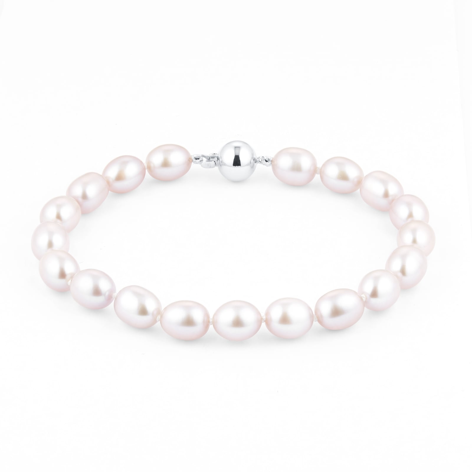 18ct White Gold Pink Freshwater Pearl Bracelet