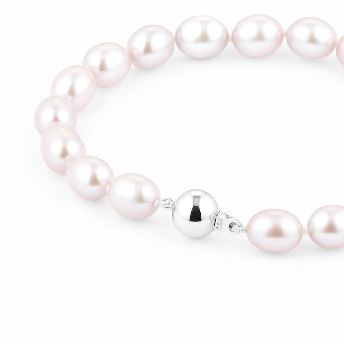 Goldsmiths 18ct White Gold Pink Freshwater Pearl Bracelet