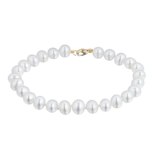Goldsmiths 9ct Yellow Gold 6.6.5mm Cultured Fresh Water Pearl Bracelet