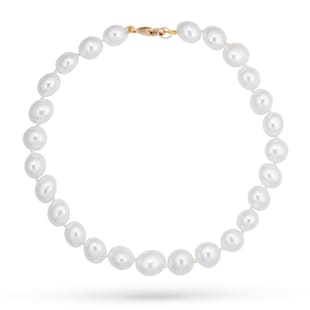 Goldsmiths 9ct Yellow Gold 6.6.5mm Cultured Fresh Water Pearl Bracelet