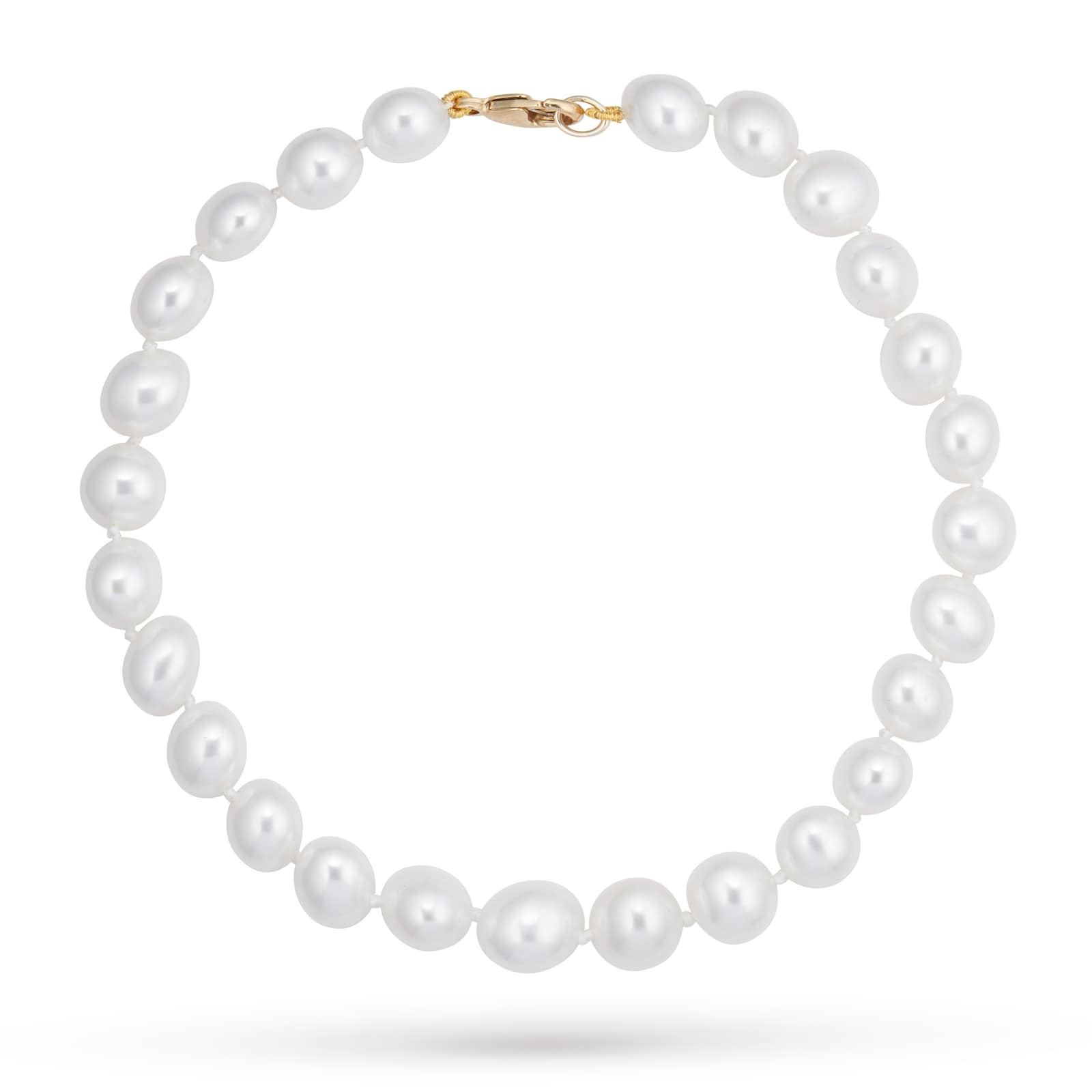 Goldsmiths 9ct Yellow Gold 6.6.5mm Cultured Fresh Water Pearl Bracelet ...