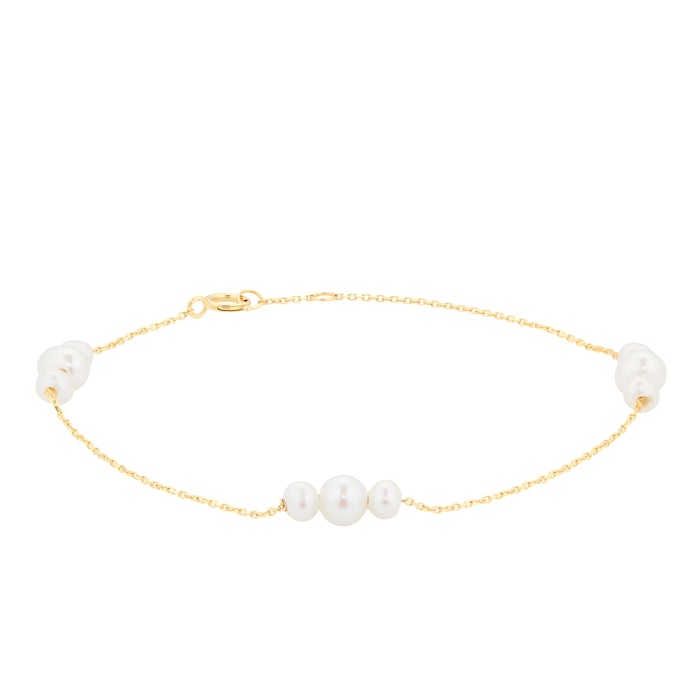 Goldsmiths 18ct Yellow Gold Floating Fresh Water pearl Chain Bracelet