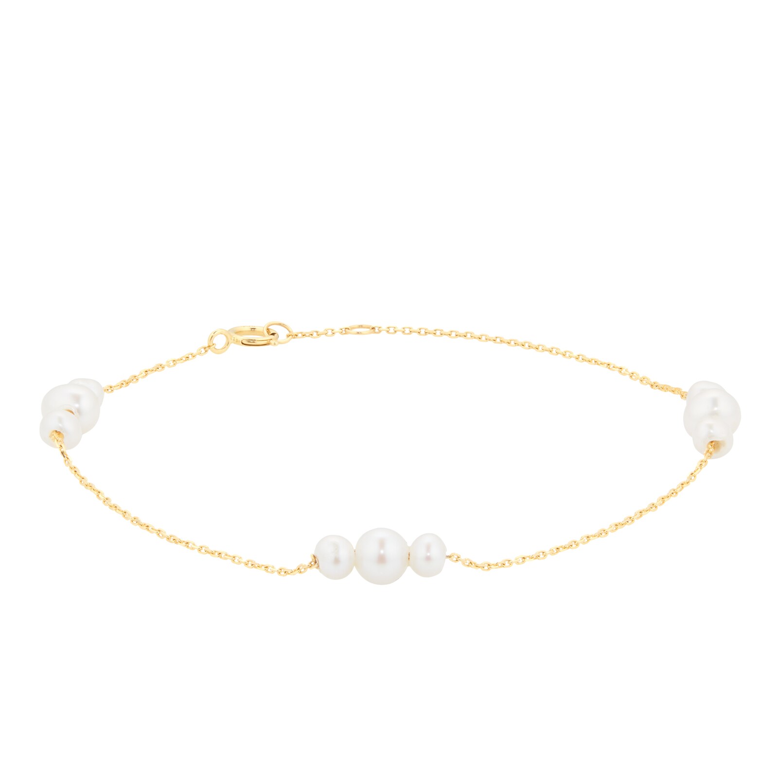 Goldsmiths 18ct Yellow Gold Floating Fresh Water pearl Chain Bracelet
