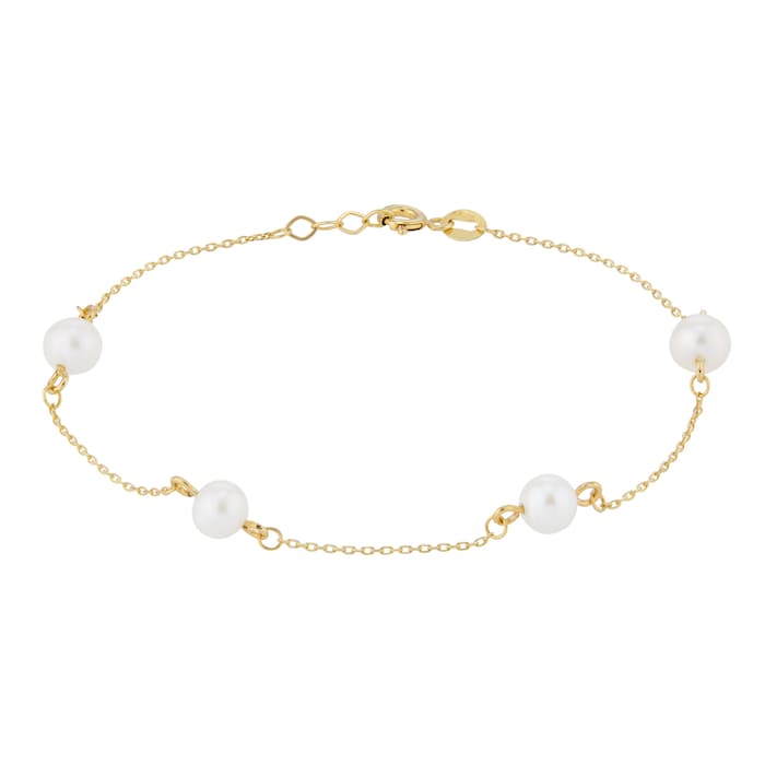 Goldsmiths 9ct Yellow Gold 6mm Freshwater Pearl Adjustable Bracelet