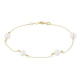 Goldsmiths 9ct Yellow Gold 6mm Freshwater Pearl Adjustable Bracelet