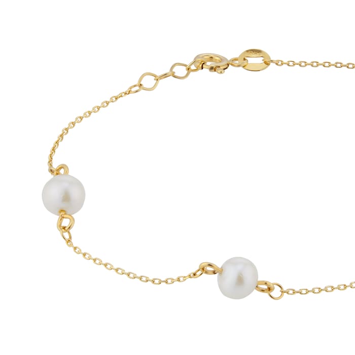 Goldsmiths 9ct Yellow Gold 6mm Freshwater Pearl Adjustable Bracelet