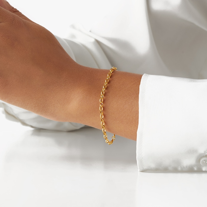 Goldsmiths 18ct Yellow Gold Hollow Belcher Bracelet