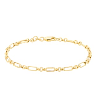 Goldsmiths 18ct Yellow Gold Thin Mix Belcher Bracelet