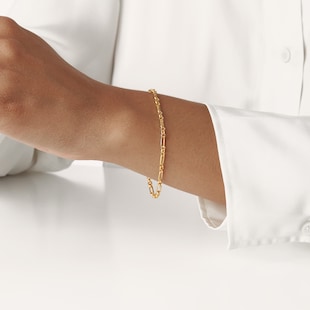 Goldsmiths 18ct Yellow Gold Thin Mix Belcher Bracelet