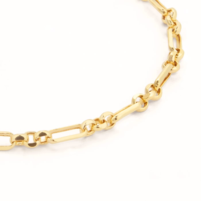 Goldsmiths 18ct Yellow Gold Thin Mix Belcher Bracelet