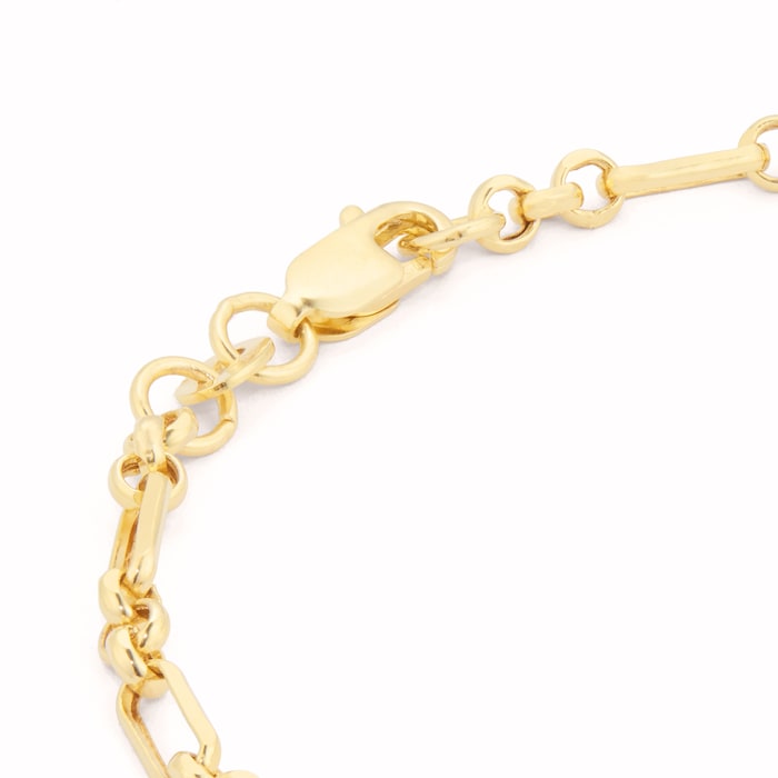 Goldsmiths 18ct Yellow Gold Thin Mix Belcher Bracelet