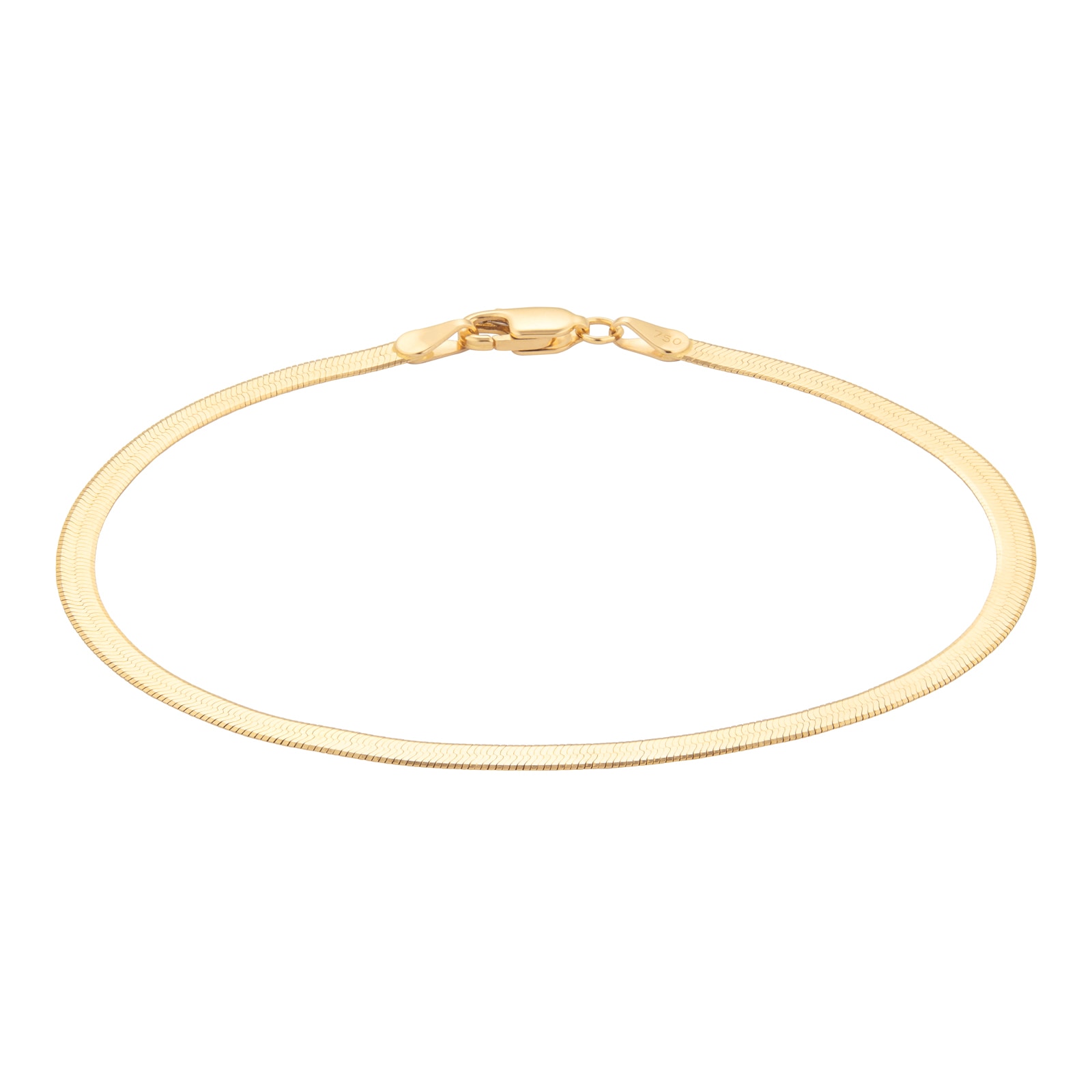 Goldsmiths 18ct Yellow Gold Thin Herringbone Bracelet 7.21.0052 ...