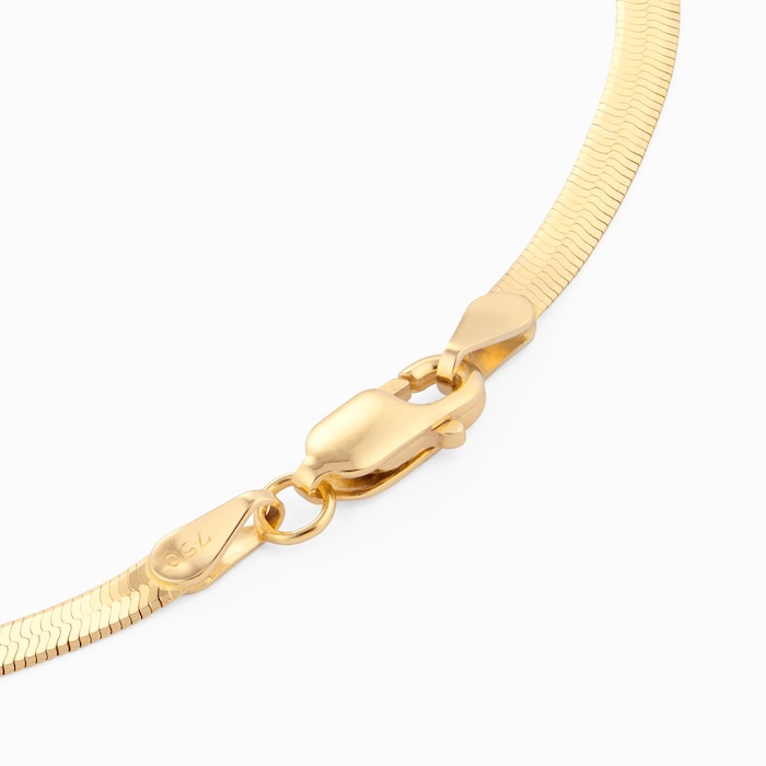 Goldsmiths 18ct Yellow Gold Thin Herringbone Bracelet