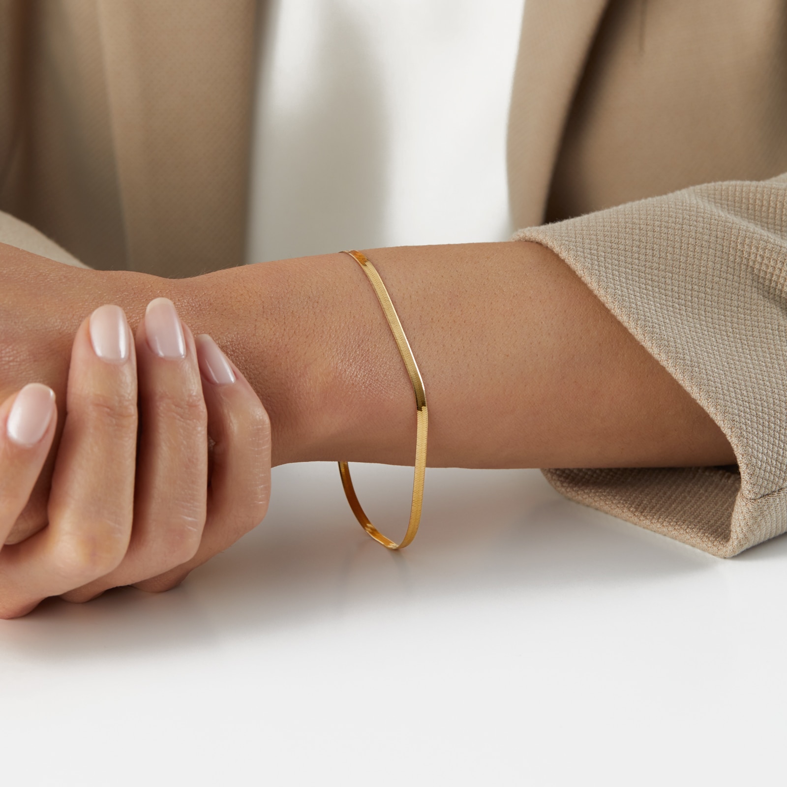 Mappin & Webb 18ct Yellow Gold Herringbone Chain Bracelet