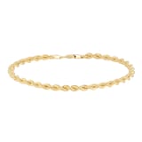 Mappin & Webb 18ct Yellow Gold 7.5 Inch Hollow Rope Bracelet