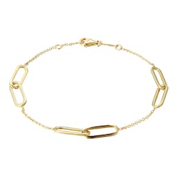11520179 - 18ct Yellow Gold Oval Link Station Bracelet