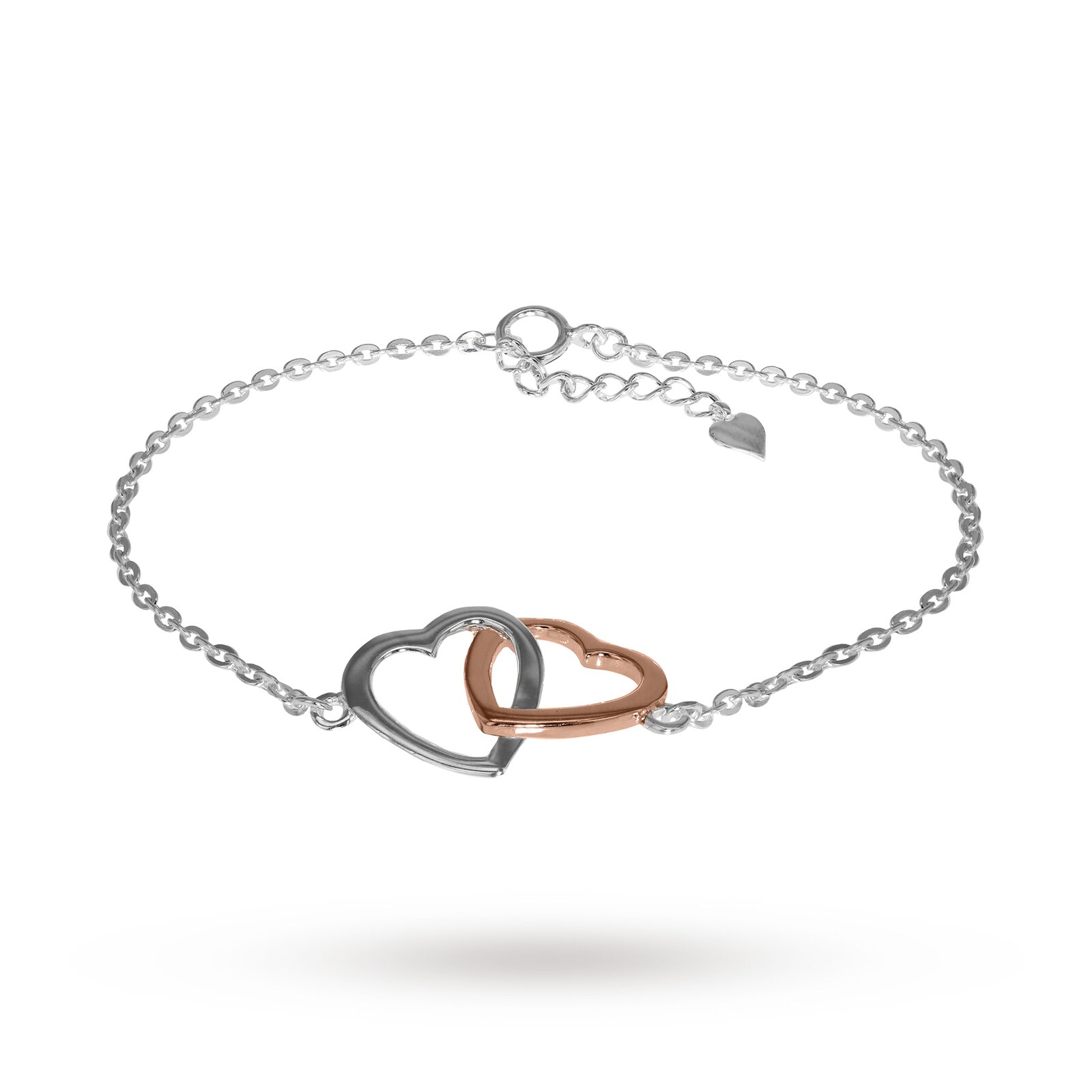 Goldsmiths White & Rose Gold Plated Double Heart Bracelet