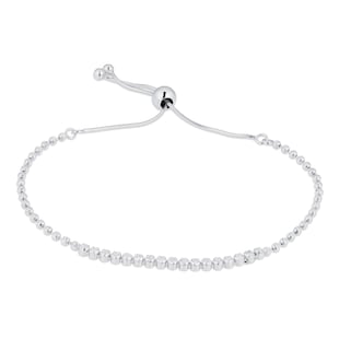 Goldsmiths Sterling Silver Cubic Zirconia Adjustable Tennis Slider Bracelet