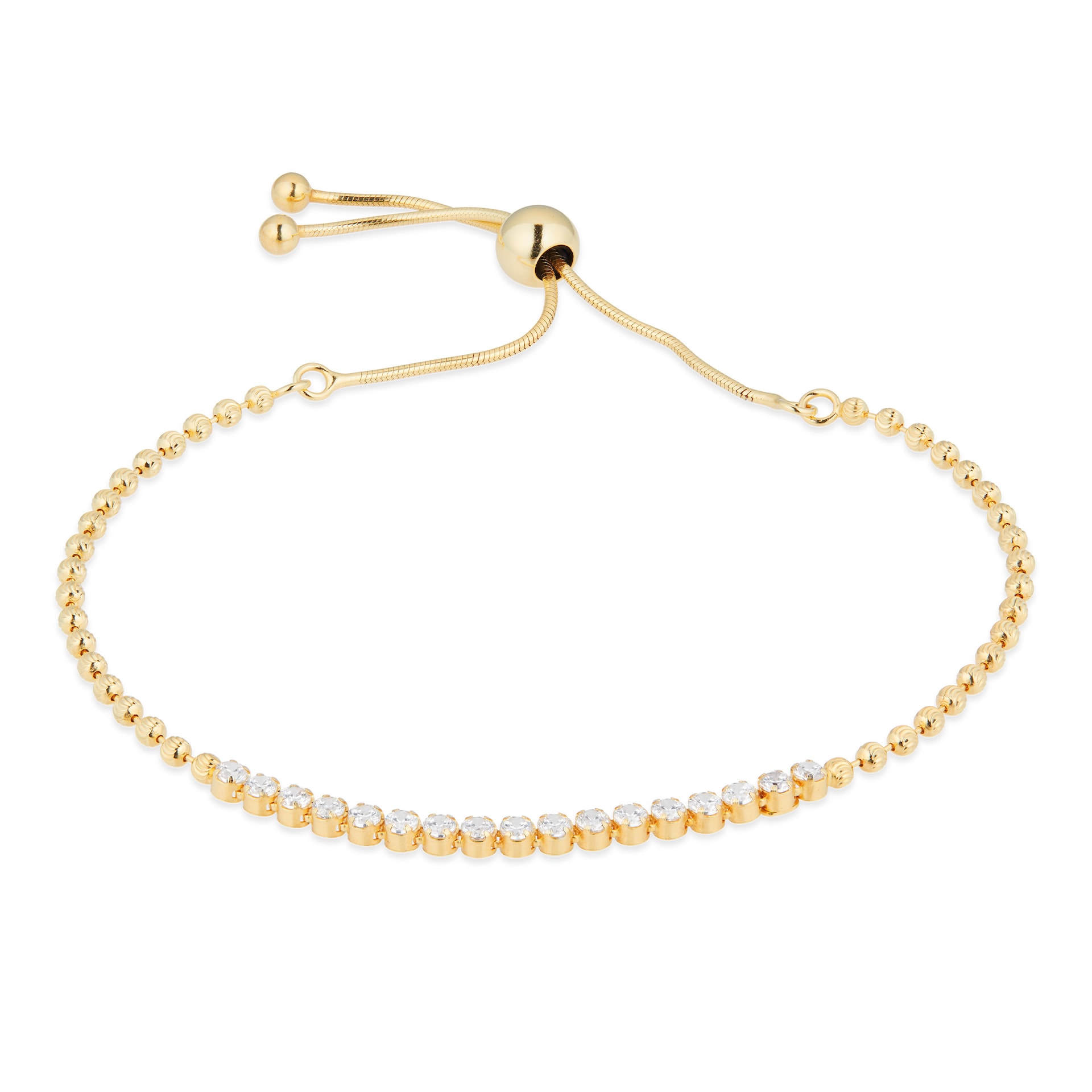 Goldsmiths Yellow Gold Plated Cubic Zirconia Adjustable Tennis Slider Bracelet