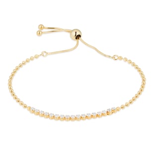 Goldsmiths Yellow Gold Plated Cubic Zirconia Adjustable Tennis Slider Bracelet
