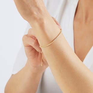 Goldsmiths Yellow Gold Plated Cubic Zirconia Adjustable Tennis Slider Bracelet