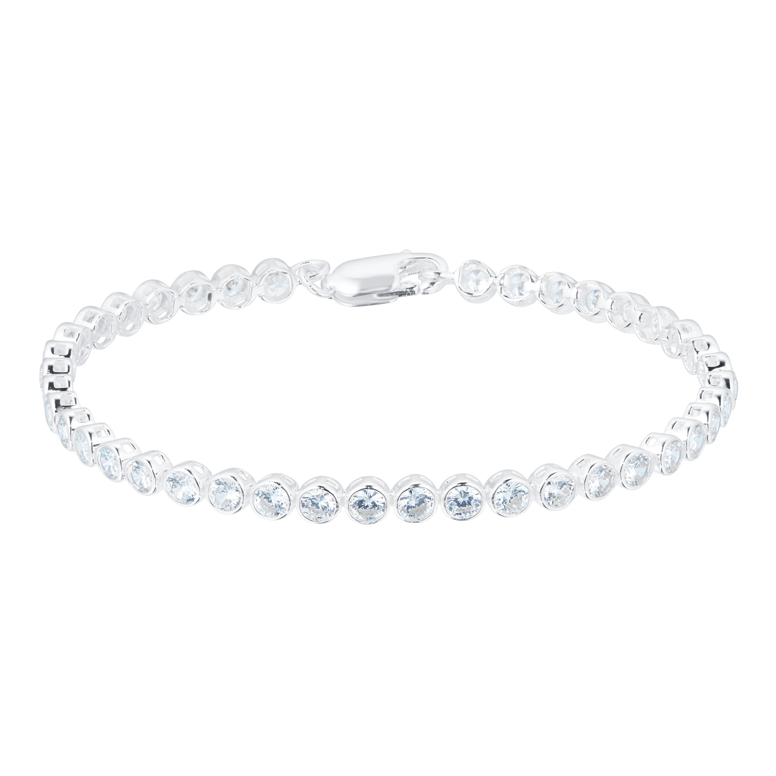 Goldsmiths Silver Cubic Zirconia Tennis Bracelet 8.25.3291 | Goldsmiths