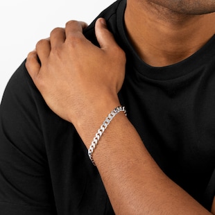 Goldsmiths Sterling Silver Mens 8 Inch 6.5mm Curb Bracelet