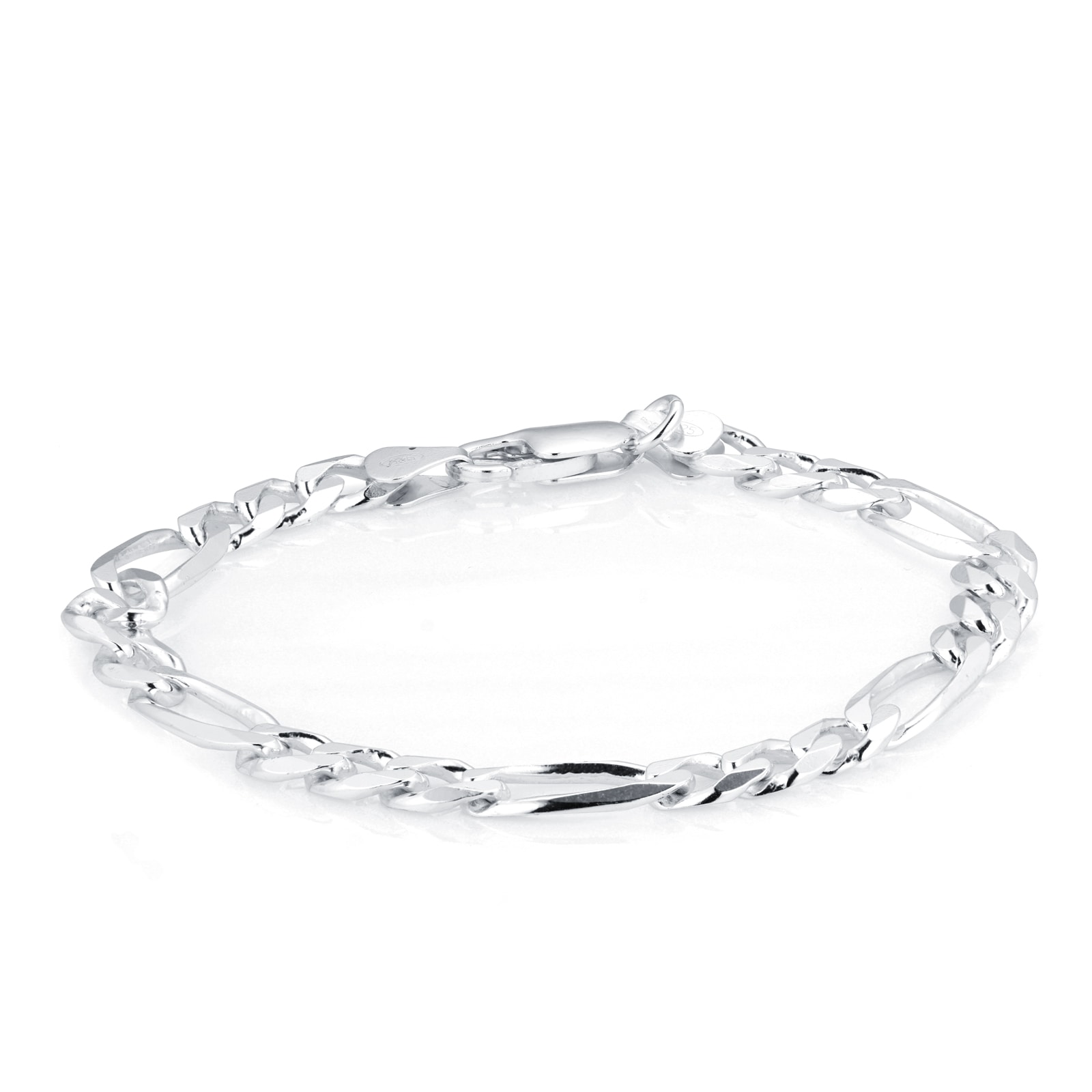 Goldsmiths Sterling Silver Mens 8 Inch 6.5mm Figaro Bracelet 8.25.1173 ...